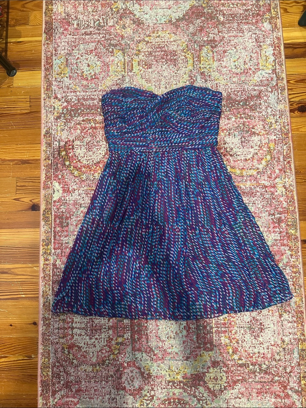 Shoshanna Strapless Mixed Blue & Purple A-Line Dress